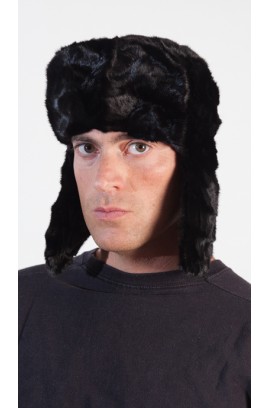 Black mink fur hat - Russian style